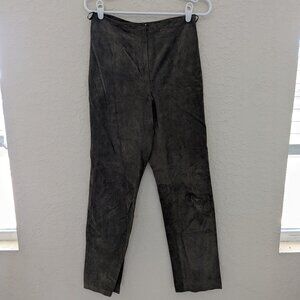 Vintage Green Leather Pants Retro 70s Hippie Size 4 Yvonne Marie